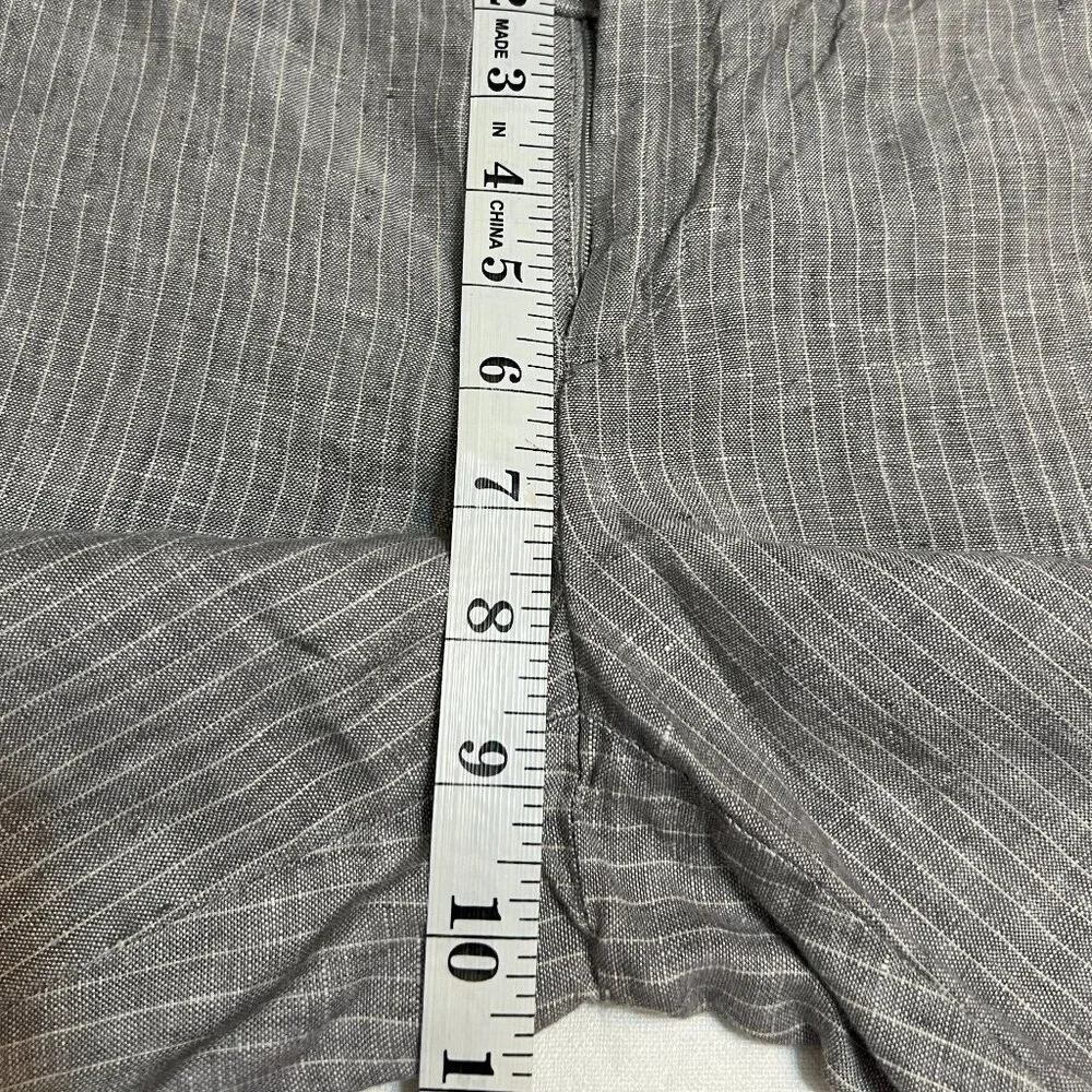 Banana Republic Martin Fit Linen Pants Women's Petite 4P Gray Wide Leg Career